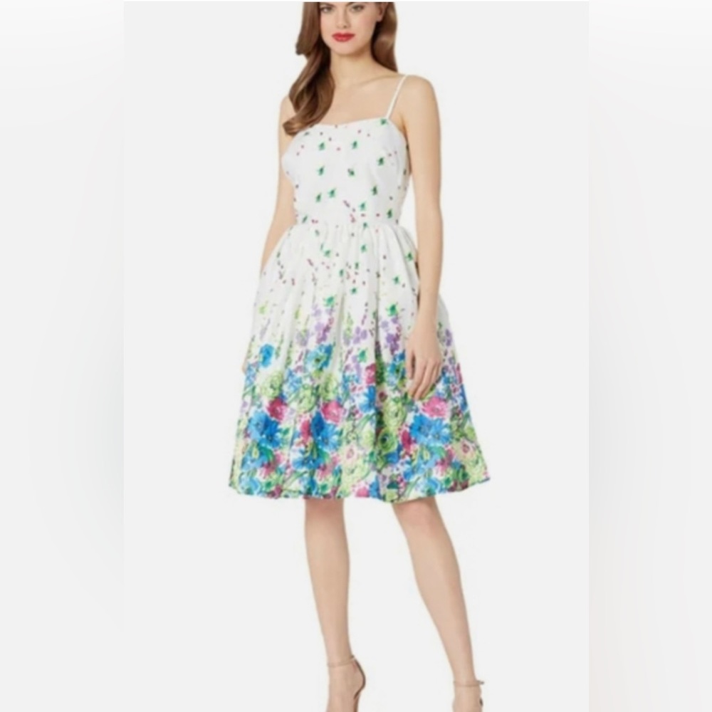 Unique Vintage White Floral Dress Large 10-12 NWT